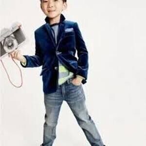 Crewcuts Ludlow Boys Blue Velvet Blazer Jacket Size 3